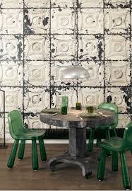 Reclaimed Tin Ceiling Tiles Grouped In Original Condition On A Wall To Add Texture History And Interest Easy To Tile Wallpaper Tin Tiles Brooklyn Tin Tiles