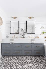 This bathroom utilizes a small area well, fitting everything neatly while still having all the functions of a normal sink and vanity. 24 Double Vanity Ideas To Try In Your Bathroom
