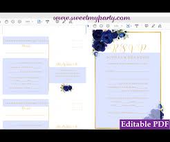 Wedding menu choice template customize wedding menu templates online. Navy Blue Wedding Invitation Suite Blue Wedding Invitation Suite Template Navy Gold Wedding Invitation Suite Template Gold Wedding Invitation Suite Blue Flowers Wedding Invitation Set Navy Flowers Wedding Invitation Suite Sweetmyparty Com