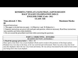 Class 12 English Half Yearly Question Paper Of 2020 21 2021 Cbse Icse Board Exam Youtube