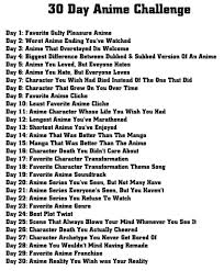 30 Day Anime Challenge Challenges Drawing Ideas List Art Challenge