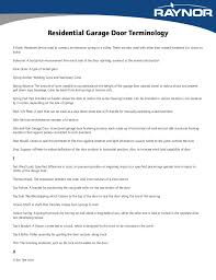 How much headroom is required above a residential garage door? Raynor S Glossary Of Residential Garage Door Terminology