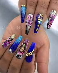 Blue Compliment Inspired By Orchid Texture Swarovski At Dreamtimecreations Use Code Tino10 For 10 Of Stiletto Nail Art Nail Designs Beautiful Nails