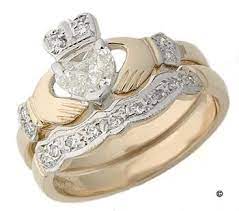 Diamond Claddagh Engagement Wedding Ring Set Claddagh Ring Wedding Claddagh Engagement Ring Wedding Bands Claddagh Engagement Ring