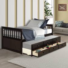 Should i buy a boxspring to go with my daybed or trundle bed? Segmart Twin Daybed Bed With Trundle Captain S Bed With 3 Storage Drawers Farmhouse Twin Style Solid Wood Trundle With Slatted Headboard And Footboard For Kid S Room Teens Espresso 300lbs S352 Walmart Com