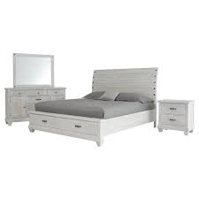 Bed, 2 nightstands, chest, dresser and mirror. Hamilton White 4 Piece Queen Bedroom Set El Dorado Furniture