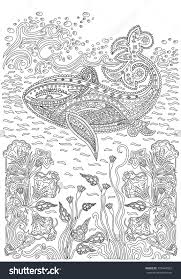 Hand Drawn Humpback Whale In The Waves And With Seaweed Stress Coloring Page With High Details Isolated On Coloring Pages Bird Coloring Pages Stress Coloring