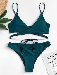 Shop Braided Detail Wrap Top With Hipster Bikini Set Online Shein Offers Braided Detail Wrap Top With Hipster Bikini Set Bikinis Trendy Swimsuits Plain Bikini