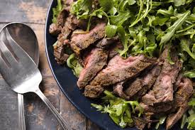 Coriander Orange Skirt Steak With Arugula Recipe Pureed Food Recipes Skirt Steak Beef Dishes