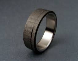 Carbon Fiber And Titanium Wedding Ring Pinstripe Satin Finish Titanium Wedding Rings Titanium Rings Mens Wedding Rings