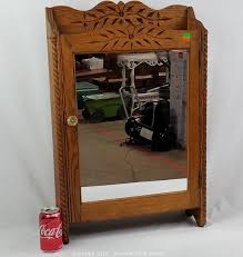 Frameless medicine cabinet helps you put your best face forward. Sound Auction Service Auction 04 23 19 Stablein Others Estate Auction Item Antique Oak Mirrored Medicine Cabinet