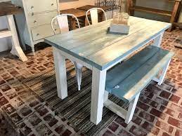 Vintage Aqua Small Farmhouse Table Set With Bench And Metal Etsy In 2020 Small Farmhouse Table Farmhouse Table With Bench Build A Farmhouse Table