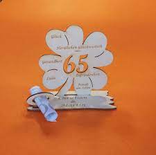 65 Geburtstag Kleeblatt Grosses Geldgeschenk 16cm Gluckwunsch Geschenk Holz Diy Saisonales Feste Com Sammeln Seltenes