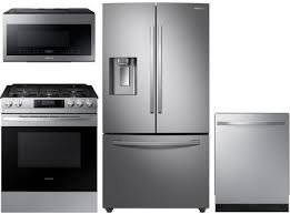 There are few differences in the prices of lg and samsung stainless kitchen appliances, some of which are seen below. Samsung 4 Piece Kitchen Appliances Package With Rf28r6201sr 36 French Door Refrigerator Nx58r9311ss 30 Gas Range