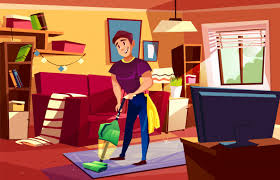 Bedroom background cartoon window cleaner. Man Cleaning Living Room Illustration Of Househusband Or College Boy With Vacuum Cleaner Nohat Free For Designer