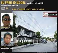 Free Sketchup 3d Model Modern Villa 26 With Vrmesh Proxy Vray Material Courtesy By Jason Diocera And Jeffrey Vallejo Tanate Sketchup Model Model 3d Model