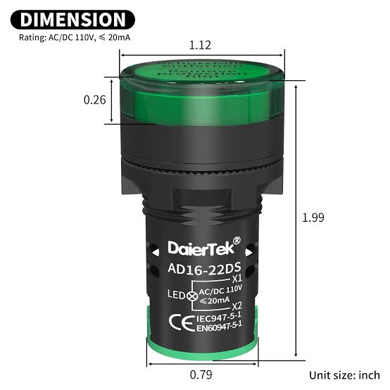 AD16-22DS 3V-220V 22MM (7/8") Plastic LED Indicator Light - DAIER