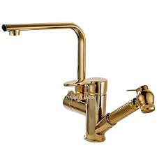Kohler brass kitchen faucet curbnation. Gold Kitchen Faucet Single Hole Polished Brass Pull Out Rotatable