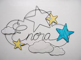 Prenom Personnalisable Nuage En Fil De Fer Recuit Enora Decoration Chambre D Enfant Idee Cadeau Naissance Plaque De Porte Fer Forge Birth Gift Handmade Kids Room