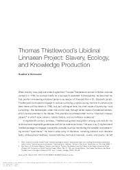 Pdf Thomas Thistlewood S Libidinal Linnaean Project Slavery Ecology And Knowledge Production Heather V Vermeulen Academia Edu