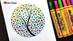 Drawing a colorful water splash with copic markers. Beautiful Painting With Simple Dots Very Easy Drawing With Brush Pen Youtube