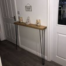 Narrow Console Table With Hairpin Legs Free Delivery Wooden Etsy In 2020 Narrow Console Table Rustic Hallway Table Rustic Console Tables