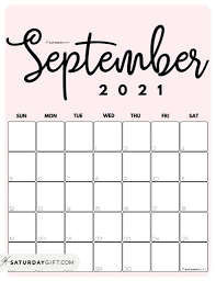 Calendars are easy to save as pdf document or print; Cute Free Printable September 2021 Calendar Saturdaygift