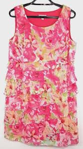 Dressbarn Womens Dress Size 16 Sleeveless Pink White Floral Knee Length Layered Clothing Shoes Acc Womens Size 16 Dresses Pink Dress Women Size 16 Dresses