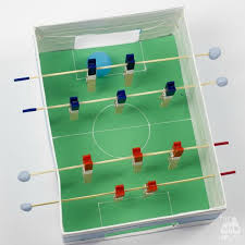 Shoebox Table Football Foosball Table Table Football Shoe Box Crafts Cardboard Box Crafts