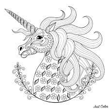 Unicorn Head With Patterns Unicorns Adult Coloring Pages