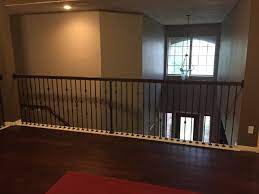Replacing Half Wall With Wrought Iron Balusters Angela East Half Wall Wrought Iron Stair Railing Iron Balusters