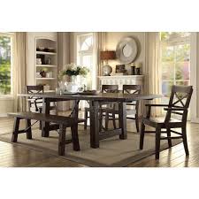 Excellent white distressed dining room set 58 diy how to. Eci Furniture Gettysburg 6 Piece Trestle Dining Table Set In Dark Distressed By Dining Rooms Outlet