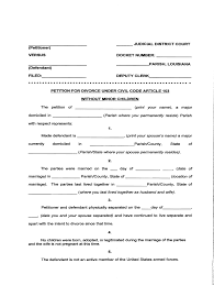 You can get this form and fill it out by hand in the clerk's office. La Petition For Divorce Under Civil Code Article 103 Without Micor Children Complete Legal Document Online Us Legal Forms