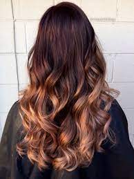 Pretty Ombre Ombre Long Hair Curls Curly Hair Dark Roots Dark Red Rose Gold Peach Light E Long Hair Styles Curly Hair Styles Hair Color For Brown Skin