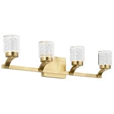 From wall sconces and led vanity light bars to rustic and contemporary styles, the home depot has all the bathroom lighting options you'll need. Elan Rene 4 Light Gold Modern Contemporary Vanity Light In The Vanity Lights Department At Lowes Com