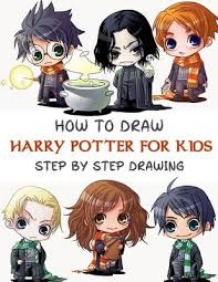Harry potter deathly hallows voids and outline splashes flowers. How To Draw Harry Potter For Kids Step By Step Drawings Passion Kids 9781951161477