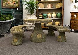 French Vintage Faux Bois Cement Garden Set Rustico