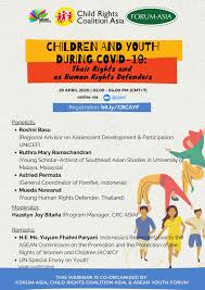 Webinar Children And Youth During Covid 19 Their Rights And As Human Rights Defenders Forum Asia