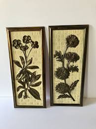 Mid Century 3d Flower Wall Plaques 1950s Wall Decor By Elpec Etsy Vintage Metal Ceiling Tiles Flower Wall Mid Century Wall Art