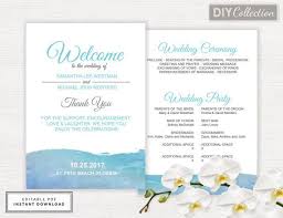 Printable Beach Program Beach Ceremony Fan Beach Program Etsy Beach Wedding Programs Wedding Programs Template Wedding Program Fans