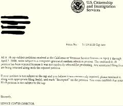 Not Selected In H1b Lottery Sample Rejection Letter From Uscis Redbus2us