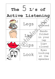 Share as many details as possible while your child listens. The 5 L S Of Active Listening Esl Worksheet By Anna Maree 89