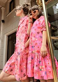 Dress pink with fruits allover print | HEBE