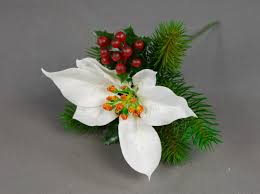 Weihnachtsstern Beeren Tannenpick 22cm Weiß Pm Künstliche Tanne Blumen Kunstblumen Tannenzweig