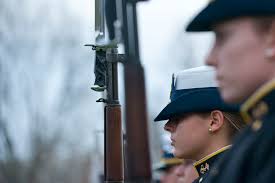 Coast Guard Academy cadets perform a regimental review for…
