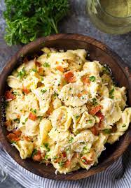 20 Minute Tortellini Pasta Carbonara Cheese Tortellini Pasta Is Coated In A Rich Carbonara S Tortellini Recipes Comfort Food Recipes Dinners Tortellini Pasta
