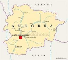 Hranice jsou zřetelné i sedmdesát let po sudety] kruh. Mapa Politico De Andorra Ilustracion De Stock