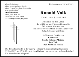 Traueranzeigen von Ronald Volk