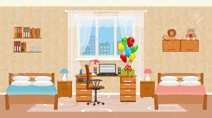 If you only have a single a seat and table in one, this wooden kids' desk will add a modern touch to your little one's room. Children Bedroom Interior With Two Beds Holiday Balloons Toys Royalty Free Cliparts Vectors And Stock Illustration Image 101043279
