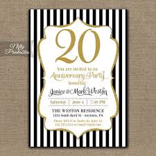 Black And White Stripe Invitation Template Free 20th Anniversary Invitations Printable Black Gold Twentieth Anniversary 50th Anniversary Invitations 80th Birthday Invitations 21st Birthday Invitations